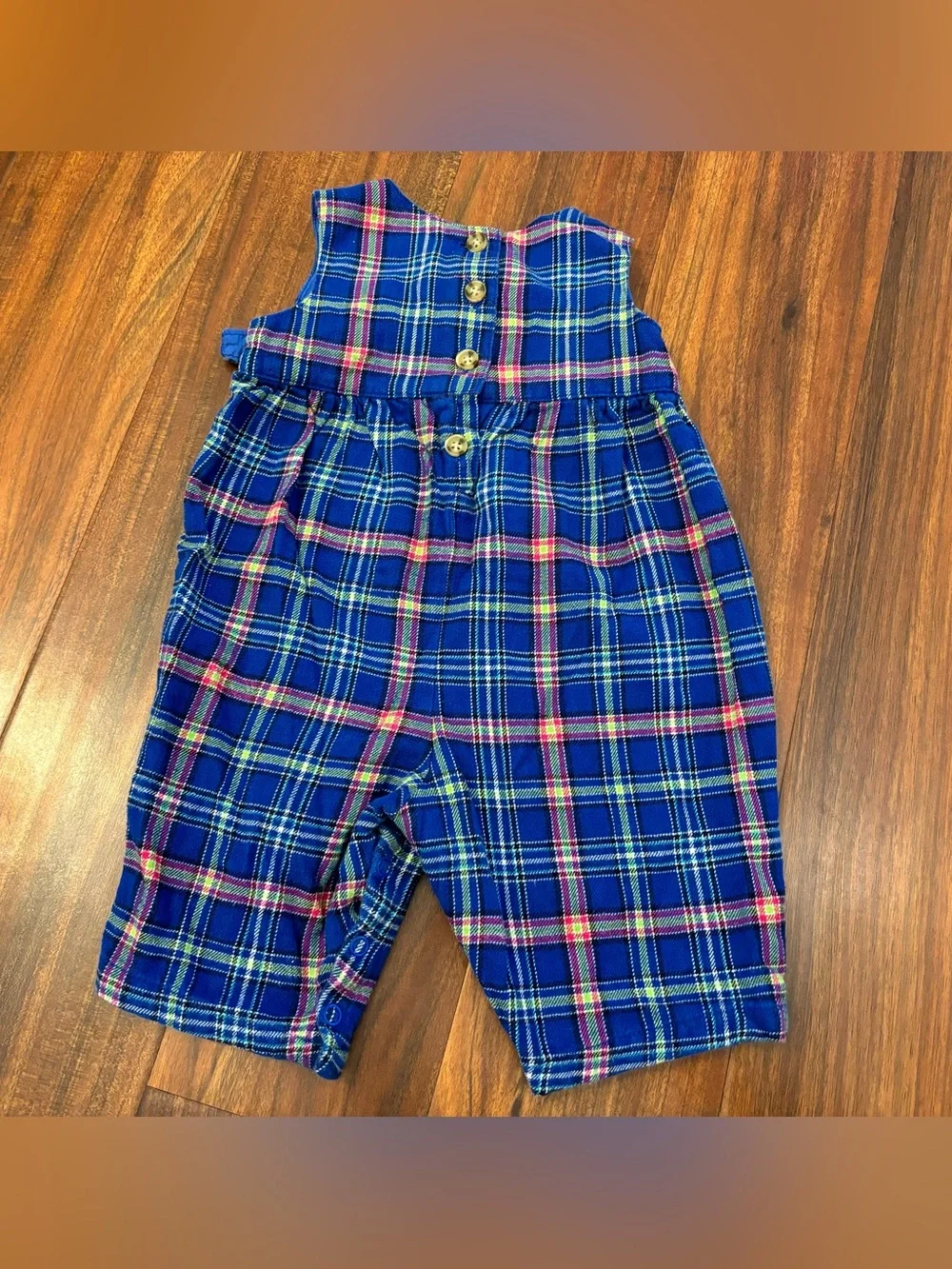 Baby Gap Vintage Blue Plaid Sleeveless Jumpsuit